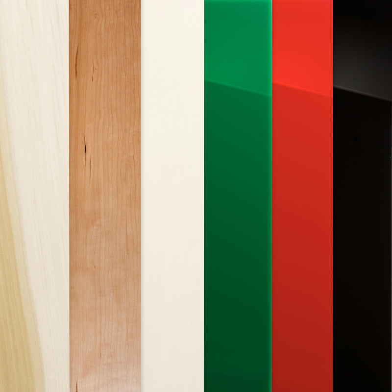 Glowforge Creative Spark Bundle - 6 Sheets - 1 Sheet Each of Laser-Ready 8x12 Red, Green and Black Acrylic, 8x12 Plywood, and 6x12 Ash and Poplar Hardwood for Cutting and Engraving Projects