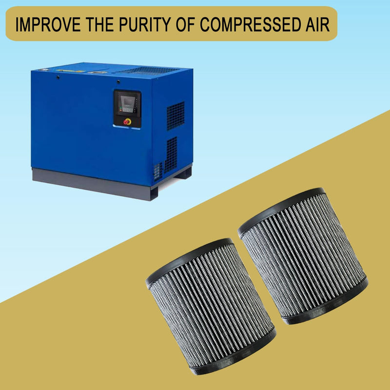 2 Pcs 2023400852 Air Filter Compatible with Quincy Air Compressor 2023-4008-52 2023400859 S1027 P05051A 51291, High-Efficiency Pleated Air Filter Element Replacement Part