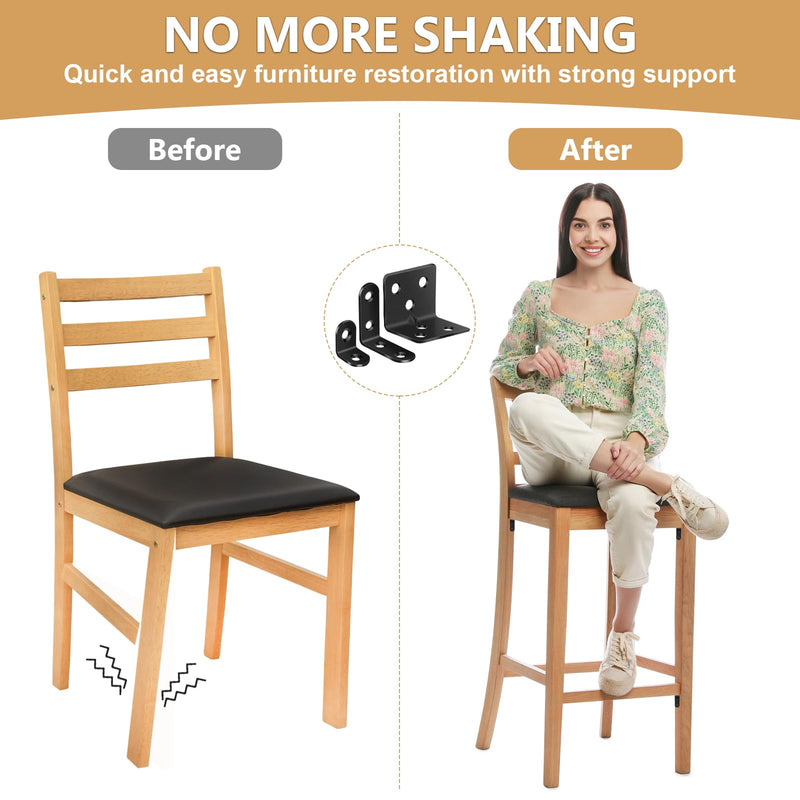25Pcs L Brackets for Shelves, 3 Sizes Angle Corner Braces Metal L Bracket Heavy Duty for Wood, Sturdy and Rustproof for Repairing Furniture with 82Pcs Screws Mounting Bracket Easily Black 3 SIZE Black
