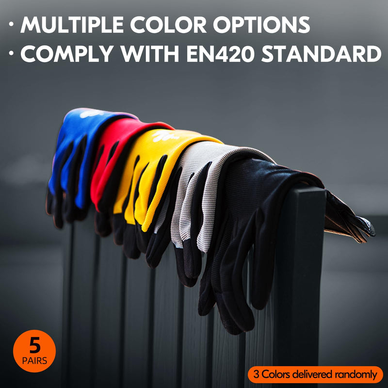 Vgo... 5-Pairs High Dexterous Work Gloves For Men Women,Breathable,Light Duty,Excellent Grip,Value Pack (L, 5 Colors, AL8736) Small Black+yellow+red+blue+gray