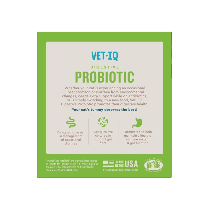 VetIQ Digestive Probiotic for Cats 30-Pack Single-Serve Chicken Liver Flavored Powder Packets - Cat Probiotics for Diarrhea, Indoor Cats, Immune Support and Daily Digestive Health 30 Count