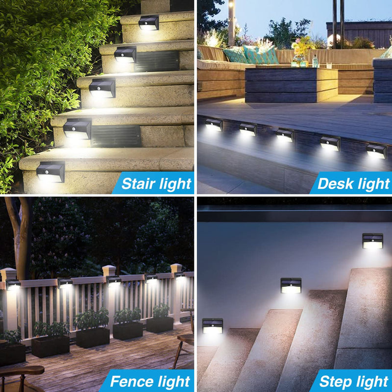 Solar Outdoor Lights, [138 LED/4 Packs] Solar Motion Sensor Security Lights with 3 Lighting Modes Solar Wall Lights Waterproof Solar Powered Lights for Garden Fence Yard Deck Garage Black 4 Pack