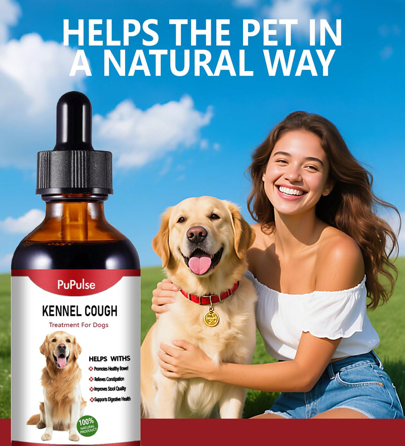 Kennel Cough for Dogs, Natural Dog Cough Treatmen, Gentle Dog Allergy Relief, Cough Supplement for Dogs Respiratory Infection, Herbal Drops for All Breeds & Sizes