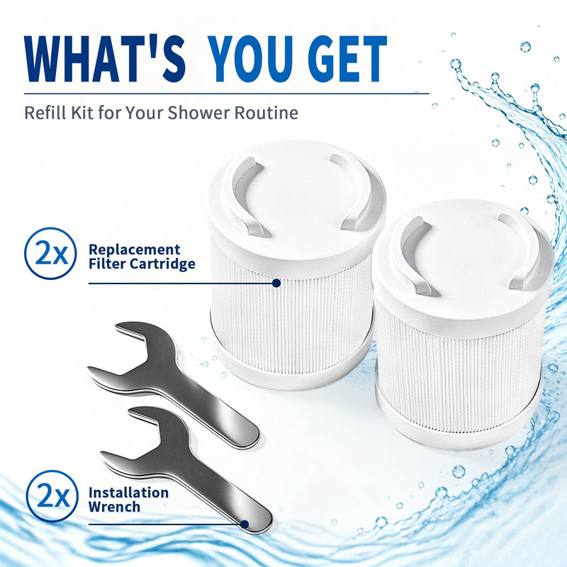 Replacement Filter Cartridge Compatible with Filterbaby Pro Series In Line Shower Filter & Eco Pro Shower Head, Reduces Chlorine & Contaminants (2 Packs) Compatible with Pro Series - 2 Pack