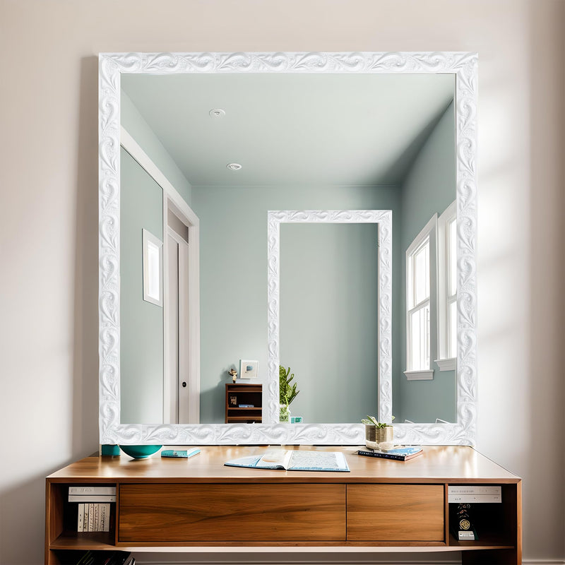 Revamp Home Decor with Self-Adhesive Flexible Wall Molding & Trim 16.5Feet x 0.8 inch - Peel and Stick Border Strips with 3D Embossed, Ideal for Bathroom Borders, Mirror Frames and More (White) White