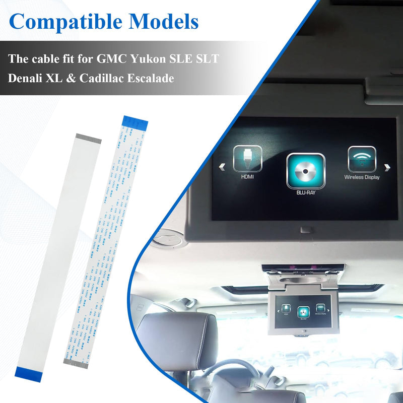 Repair Ribbon Cable fits 13-18 Dodge Caravan Chrysler Town Country Minivan | Fixes Black Display, Split Screen & No-signal Issues on 2nd/3rd Row Rear Seat DVD Monitors, Easy plug-in, Durable Flex Cable 2 Pcs
