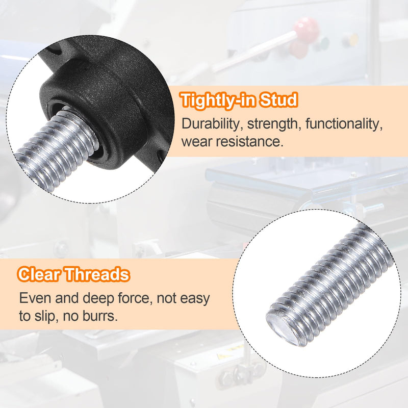 HARFINGTON 2pcs Tee Wing Knobs M10 x 20mm Metric Male Threaded Stud 55mm T Head Plastic Knob Handles Thumb Screws Hand Clamping Tightening Knob Grip Thumbscrew, Black M10 x 20mm x 55mm