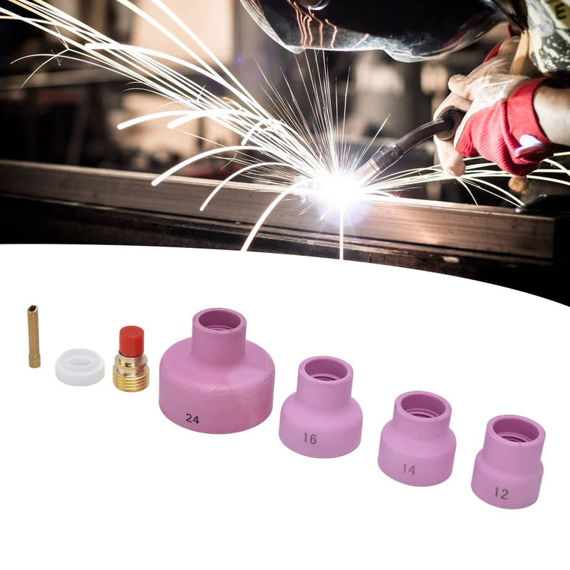 Zerone Welding Torch Accessories Kit, 7Pcs for WP 9 20 25, Ceramic Nozzle +Electrode Holder+PTFE Front Cover(2.4mm) +Connector, Corded Electric, Modern Style