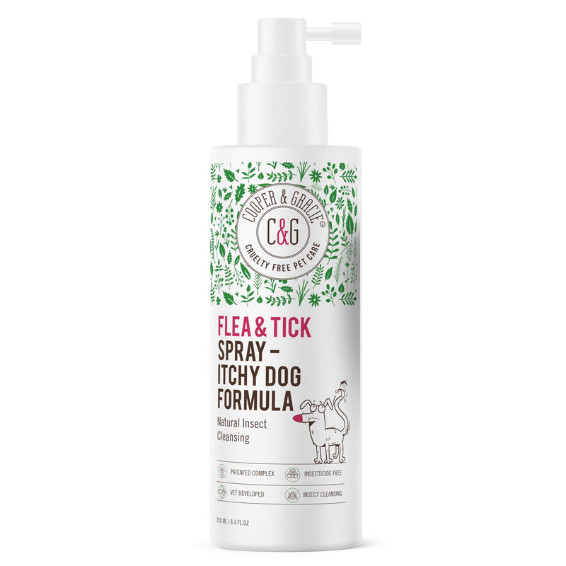 Itchy Dog Flea and Tick Spray – Plant Based Flea and Tick Care for Dogs – Soothes Itchy Skin – Gentle Daily Use Formula – By C&G Pets
