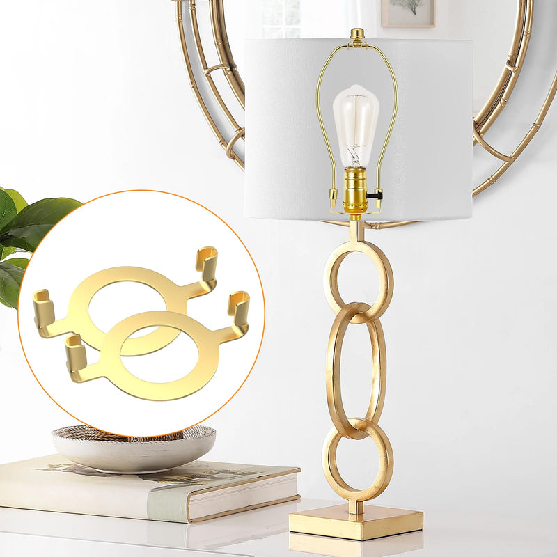 E26 Lamp Harp Saddle Base Lampshade Holder 1-7/16" (36 mm) Non-Slip UNO Collar Adapter for E26 Threaded Base, 2pcs Gold Tone