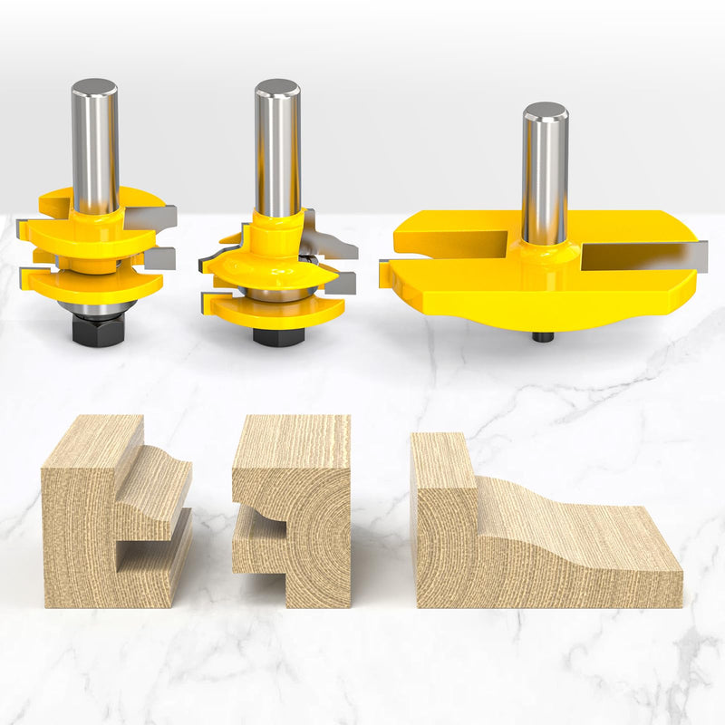 MEANLIN 3PCS Raised Panel Cabinet Door Router Bit Set 1/2 Inch Shank Woodworking Carbide Joinery Wood Milling Cutter for Cabinet Door, Frames and More