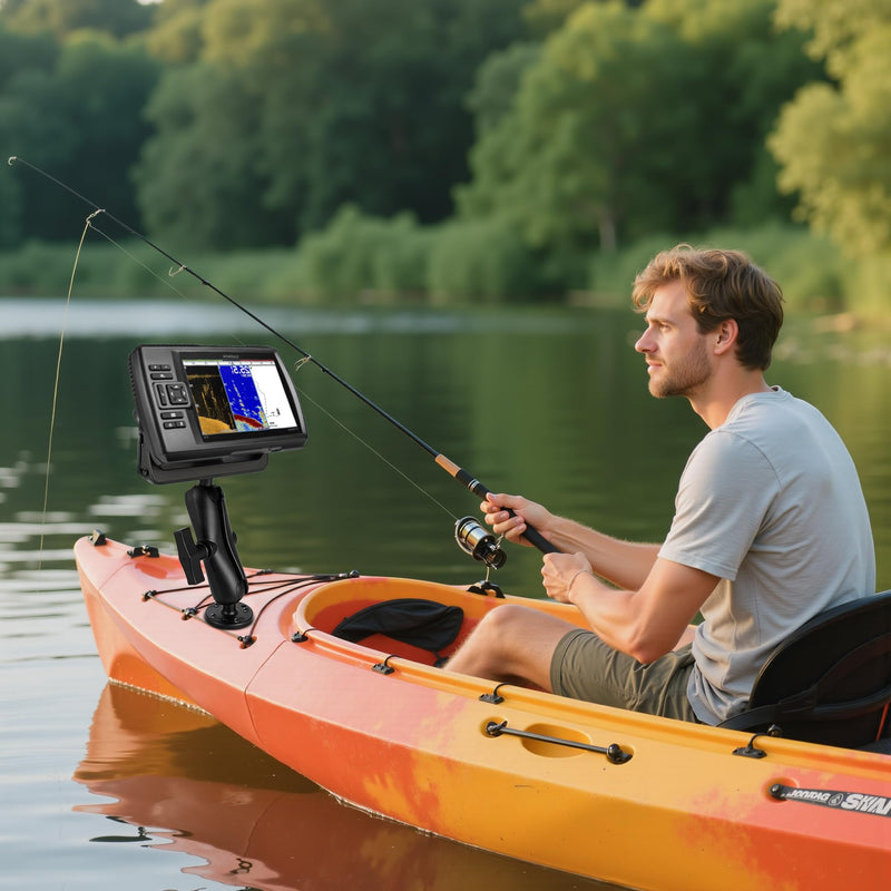 Fish Finder Mount with C Size 1.5" Ball,5.9" Aluminum Arm Marine Electronics/Depth Finder Mount,High Salt Water Resistant,Compatible with Garmin, Lowrance,and More Medium