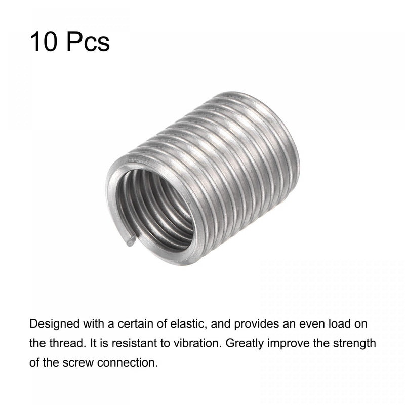 uxcell Wire Thread Inserts 7/16-14 UNC 2.0D 304 Stainless Steel Helical Type Coiled Wire Screw Repair Threaded Sleeve Steel Sheath 10pcs