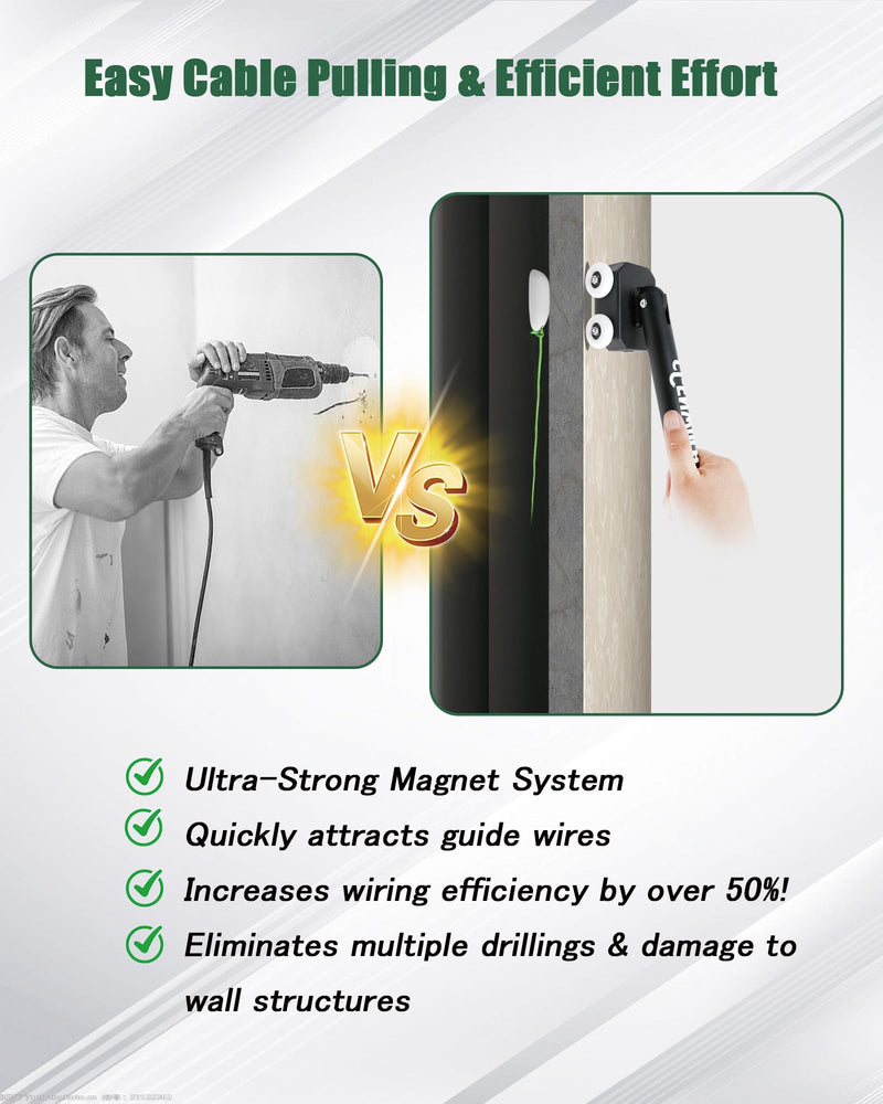 Strong Magnetic Cable Magnetic Wire Puller, Equipped with NdFeB Strong Magnetic Magnet, Portable Magnet Puller Tool, Doubles as Stud Finder, Easy Cable Pulling in Walls & Tight Spaces