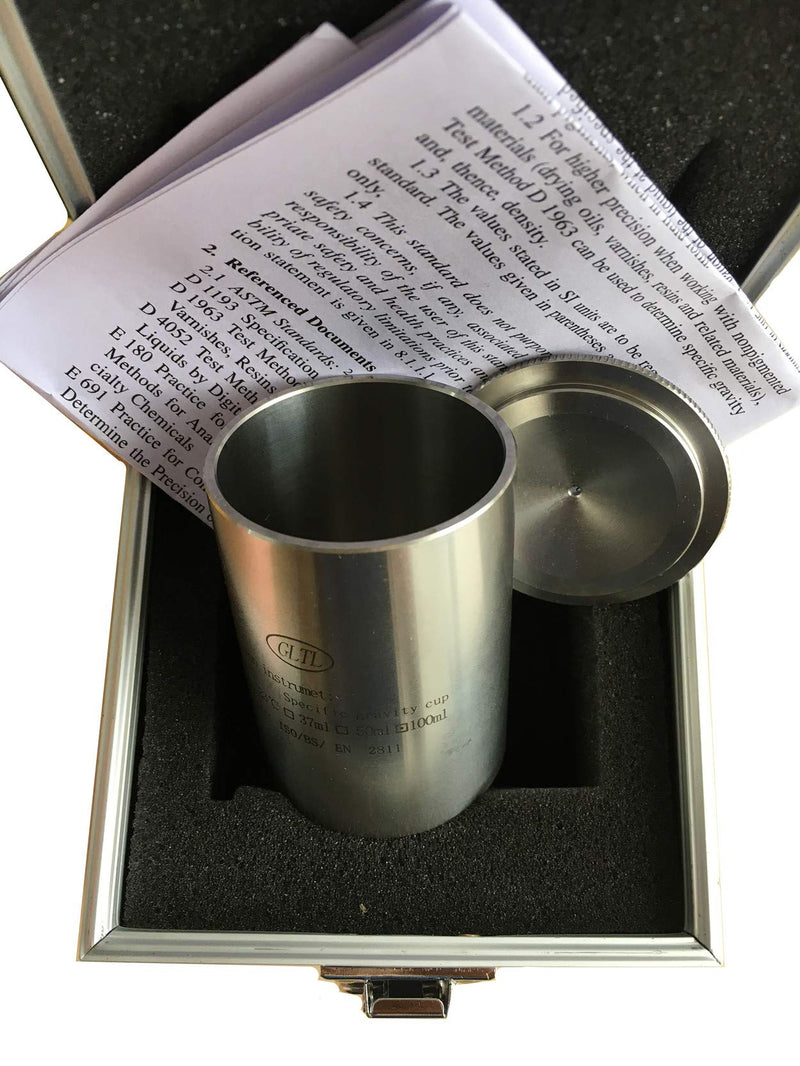 Specific Gravity Cup - Paint Density Tester for Coatings/Varnish | ASTM/DIN/ISO Compliant | Stainless Steel Corrosion-Resistant Lab Equipment (100ml) 100ml