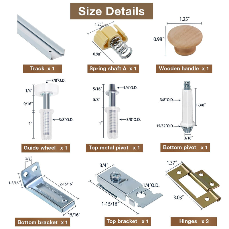 Bifold Door Hardware Kit, 30-Inch Bi-fold Closet Door Track Kit Bifold Closet Door Hardware Kit Folding Door Hardware Repair Replacement Tool Kit 30 Inch Track