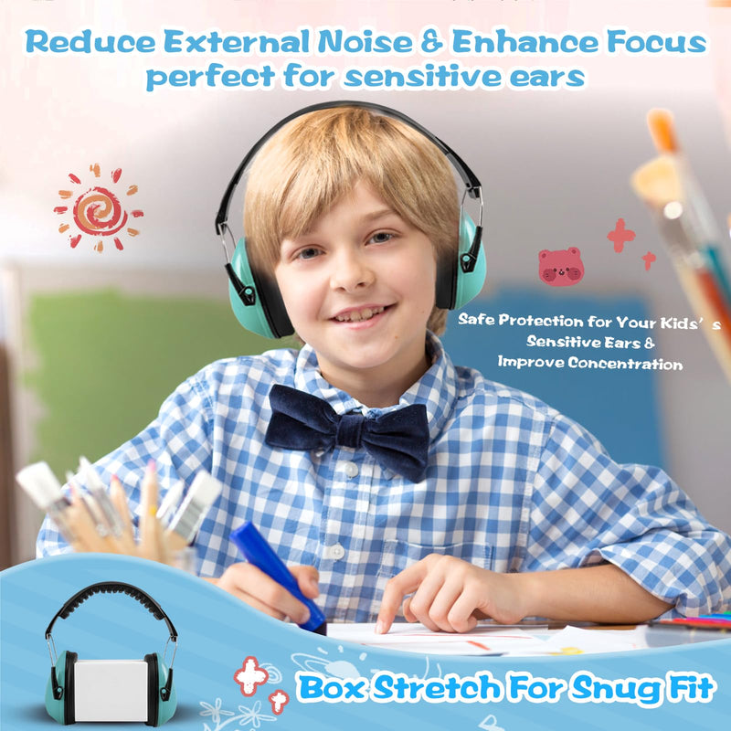 Kids Ear Protection Earmuffs Safety Hearing Protection Headphones Noise Reduction for Autism Sensory Kids Chirldren (Mint & Pink & Orange) Mint & Pink & Orange