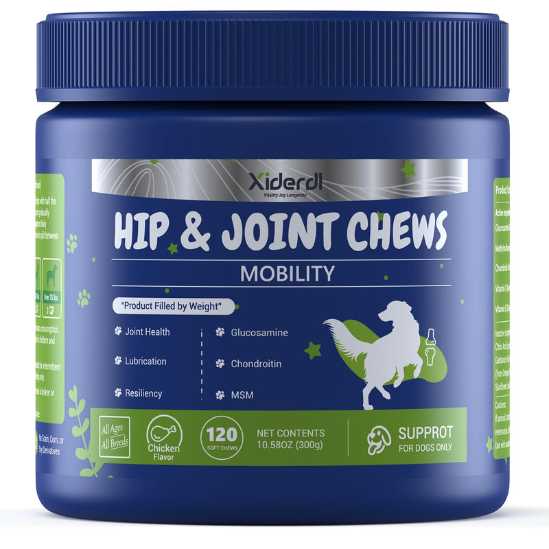 Dog Hip & Joint Supplement Chews with Glucosamine, Chondroitin & MSM – Joint Support Chews with Vitamins C & E for Dogs 120 Soft Chews