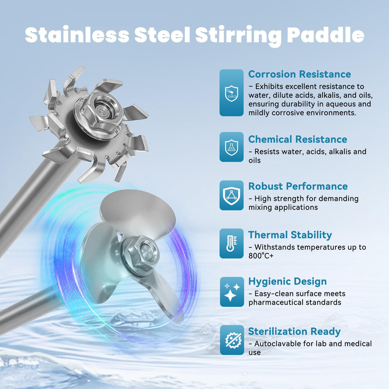 PTFE Stirring Rod with Three-Blade Propeller Stirrer & Dissolution Paddle Stirrer – 3-Piece High-Performance Lab Stirring Tool Set, Chemical-Resistant Precision Mixing for Lab Industrial Use Set 01
