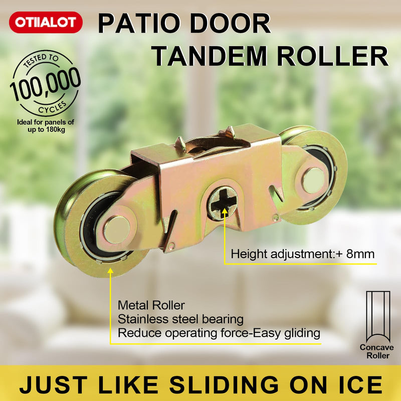 2 Pack Sliding Patio Door Tandem Roller Assembly Fits for Andersen 1997061 (1982 to P) & Replaces 1273704 (1964 to 1982), 1-1/4" Steel Ball Bearing Wheels, Side Adjustable
