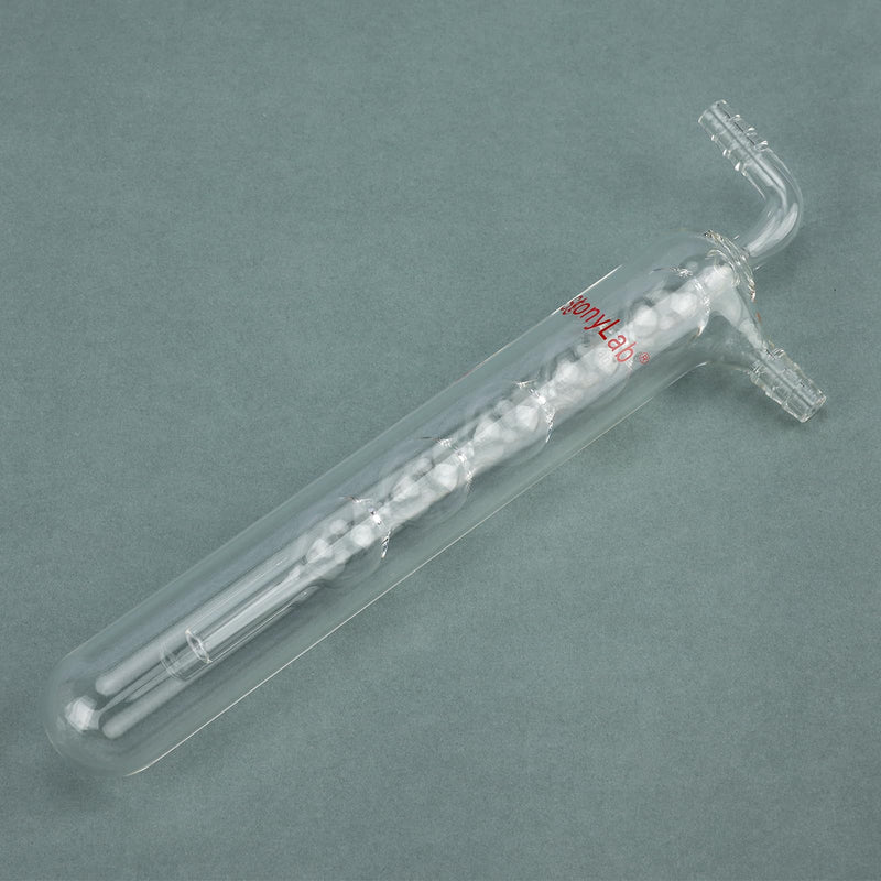 stonylab One-Piece Glass Vacuum Cold Trap Bubbler, 225 mm Length, 10 mm Serrated Hose Connection, G3.3 Borosilicate Glass, for Condensing and Capturing Volatile Gases in Lab Experiments