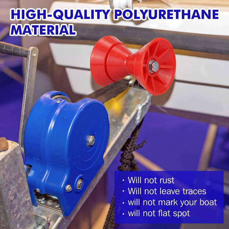 3'' Boat Trailer Roller Assembly with Spoke Fits 1/2'' Shaft Bow Roller Fits 3 Inch Wide Boat Trailer Bracket Red