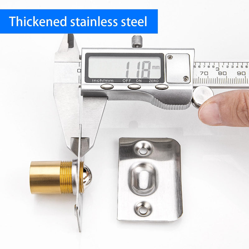 4Pack Door Ball Catch, Closet Door Ball Catch Hardware, Brushed Stainless Steel Drive in Ball Catcher with Strike Plate, Adjustable French Door Hardware for Invisible Pantry Ball Bearing Door Latch