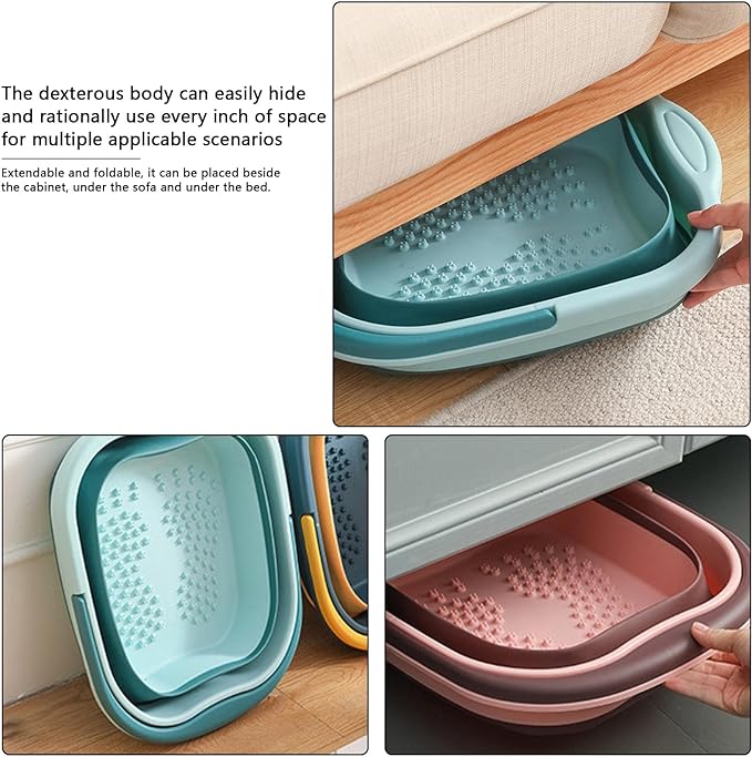 Foldable Foot Bathtub, Foldable Soak Basin Foot Spa Massage Bucket with Handle | Spa Basin for Relax Fatigue, Help Sleep, Foot Spa, Family Spa Pedicure, Save Space - NewNest Australia