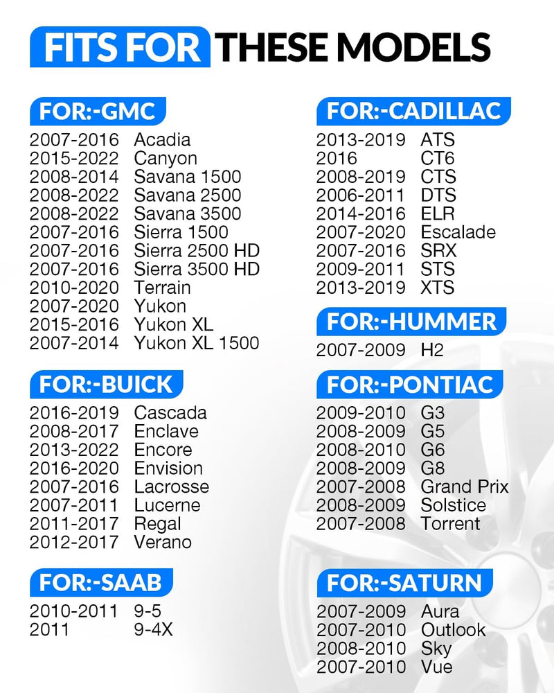 YZHIDAINF Pre-Programed TPMS Sensor for:-Chevy Impala 2006-2020 Malibu Tahoe Equinox Cruze for:-GMC Acadia for:-Cadillac Escalade 315MHz Tire Pressure Sensor Replaces#13586335 13598771 (Set of 4)