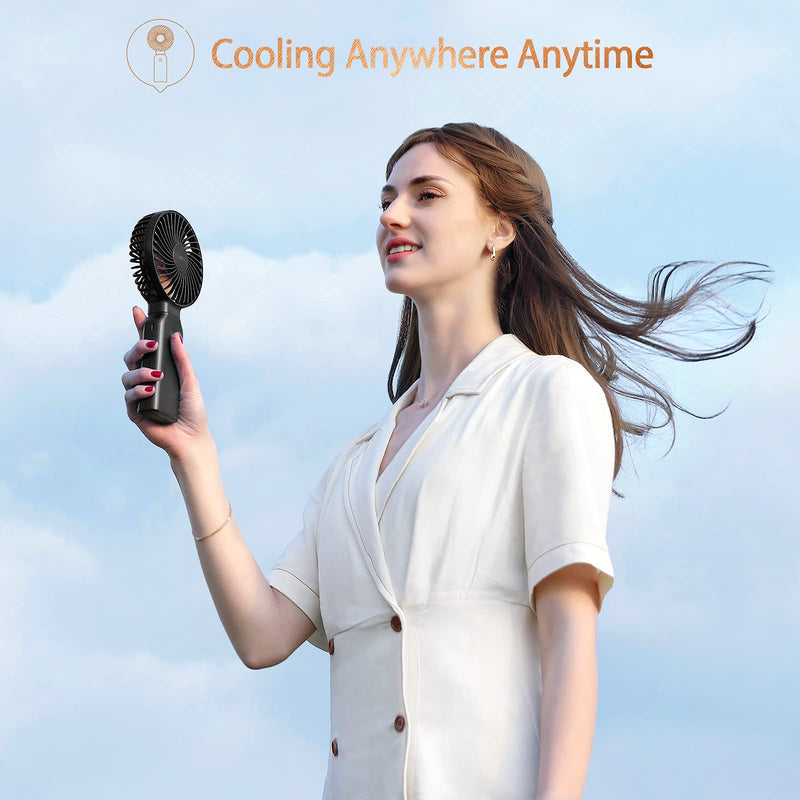 OUTXE Funme Handheld Fan 10000mAh Desk Fan Portable Battery Travel Fan, Powerful Airflow, Last 9-53 hrs for Travel, Camping and Outdoor Activities Black,10000mAh