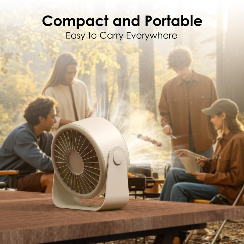 Minthouz Quiet Desktop & Wall-Mountable Fan, 4 Speeds with 90° Oscillation, USB-C Fast Charging, 3000mAh Rechargeable Battery, Digital Speed Display, Portable Cooling Fan