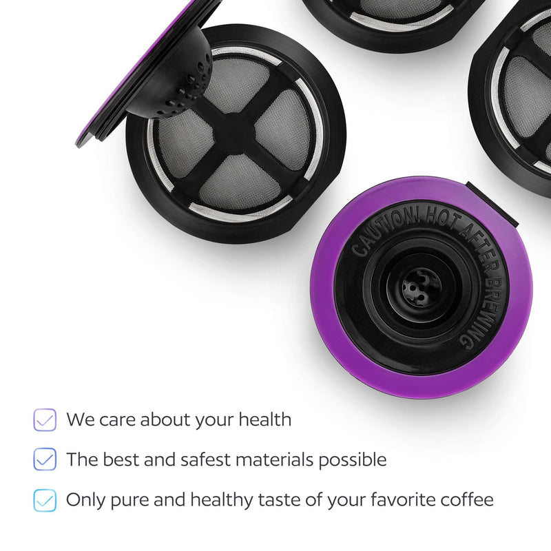 4 Black Reusable K Cups for Keurig Coffee Makers - BPA Free Universal Fit Refillable Kcups Coffee Filters for 1.0 and 2.0 Keurig Brewers 4 black k cups