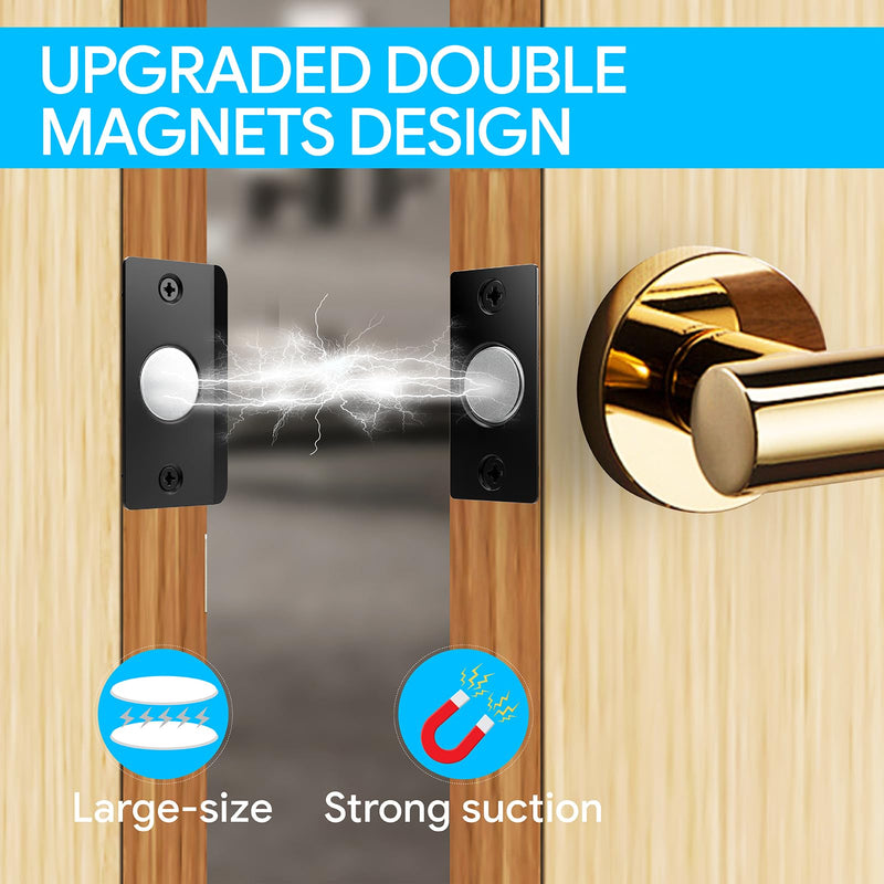 Mousike Door Ball Catch Hardware, Adjustable Hidden Magnetic Ball Catch, Stainless Steel Strike Plate with Strong Suction, Door Ball Catch Replacement for Top of Door (4 Pack, Black) 4 Pcak - Magnetic