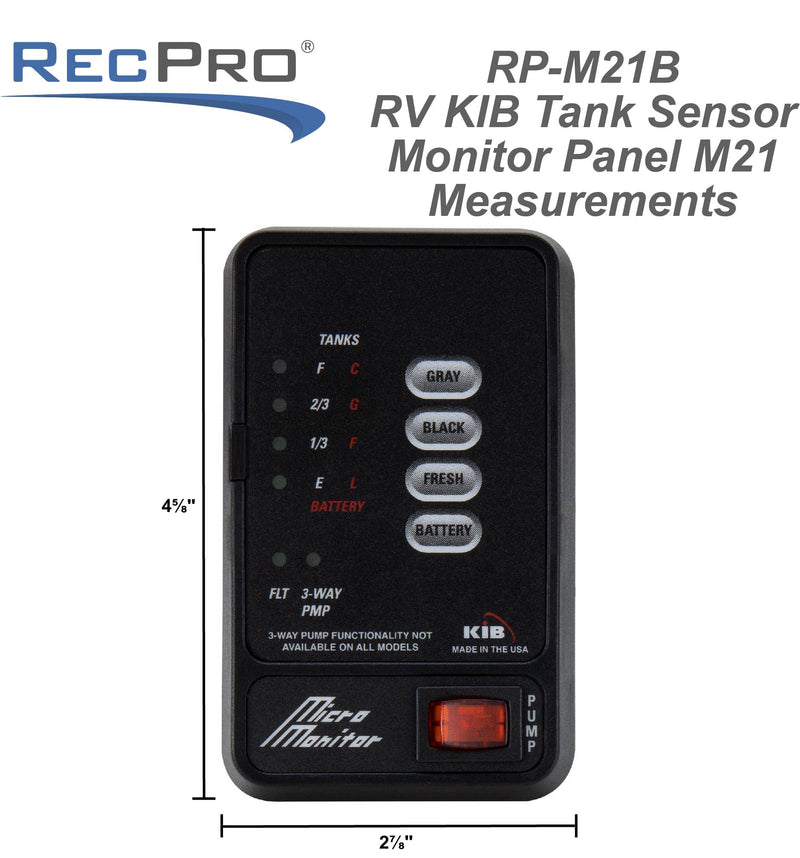 RecPro Tank Sensor Monitor Panel M21 | KIB Replacement | Panel Only | Level Sensor | Fresh Water or Holding Tank Level Sensor (White) White