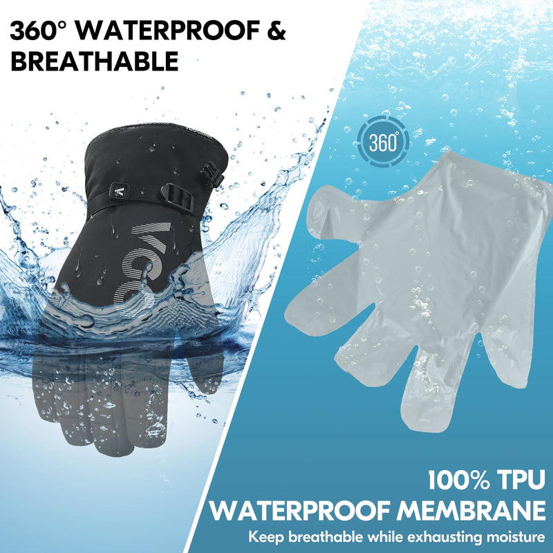 Vgo... -20/-4F Winter Work Gloves - Waterproof Insulated Gloves (1 Pair, L, Black, SL7761FLWP) Large(1 Pair) Black-synthetic Leather