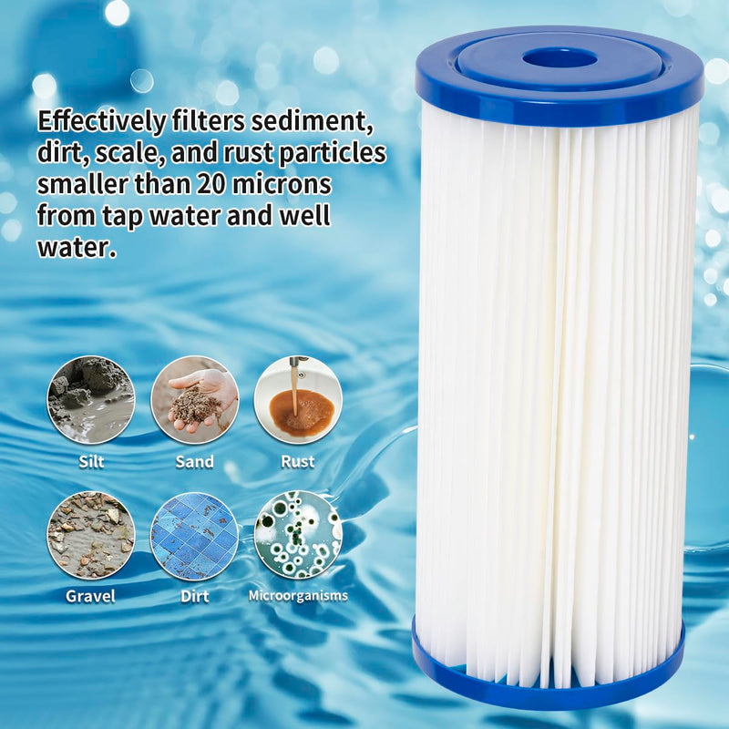 WuYan 10" x 4.5" Whole House Sediment Pleated Water Filter Replacement for Culligan R50-BBSA,R50-BB, W50PEHD, GXWH40L,GXWH35F,2Pack