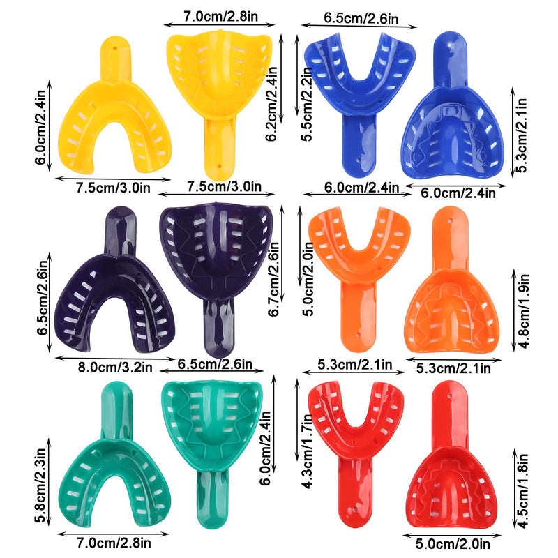 12pcs Dental Impression Trays Perforated Silicone Plastic Autoclavable for Adult and Children Oral Tools