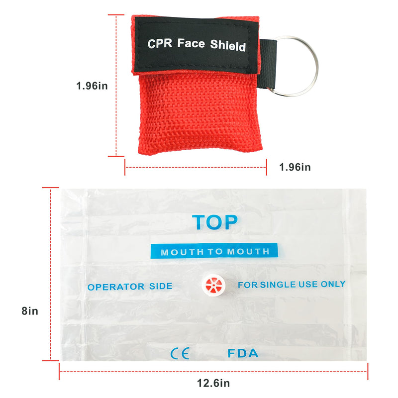 5 Packs CPR Face Shield, One-Way CPR Mask for Pocket Keychain, CPR Emergency Face Shield for First Aid Cardiac Resuscitation Training