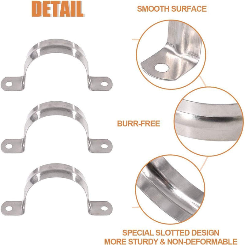 10 Pcs 4inch Rigid Pipe Strap,Two Hole Stainless Steel Strap U Bracket, Widened Tube Strap Tension Clip Assortment Kit Heavy Duty Pipe Clamp for Pipe Fixing（110mm） 4inch(10 Pcs)