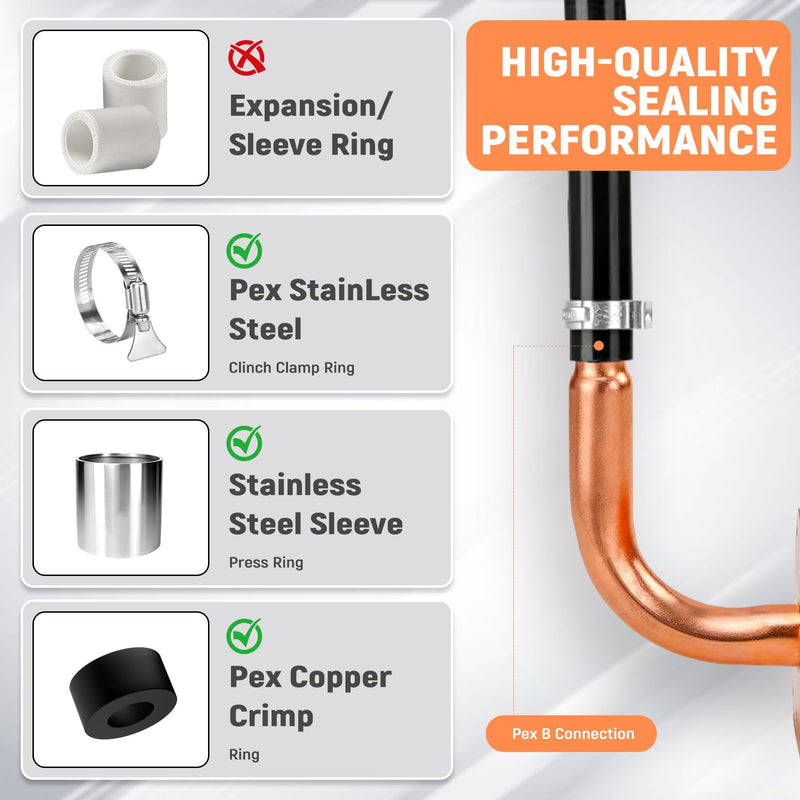Pack of 5,1/2 In Copper Stub Out Elbows with Wall Flange,F1807 Lead-Free PEX-B/C Barb Crimp Fittings,6 Inch Length, for Bathroom Faucet, Shower Valve,Toilet Supply,Easy Installation, Remodel Plumbing Copper Elbow