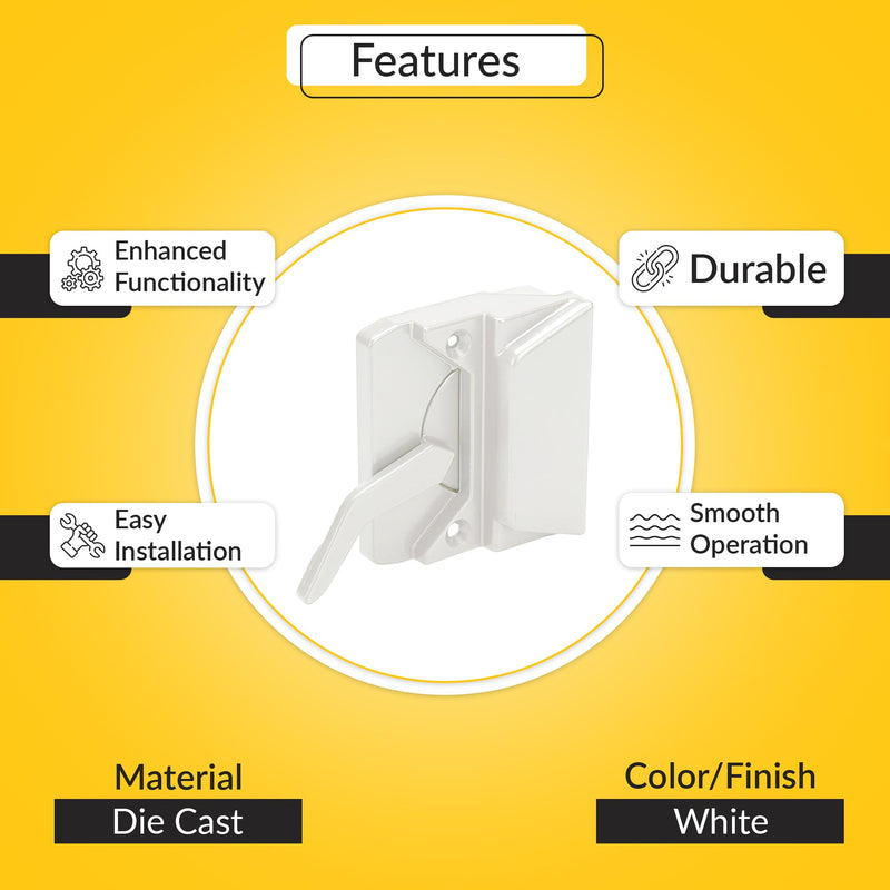 BRIXWELL Casement Sash Lock, Die Cast Material, White Finish, 2-3/8" Hole Spacing, Left-Hand Type, for Entrygard Casement Windows, Replacement Window Frame Hardware Modern