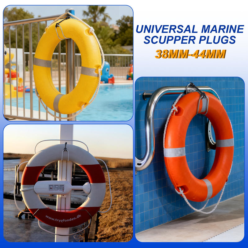 2 Pcs Life Buoy Holder, Stainless Steel Horseshoe Bracket Lifebuoy Preserver Ring Holder with Plastic Base for Standard Boat Marine