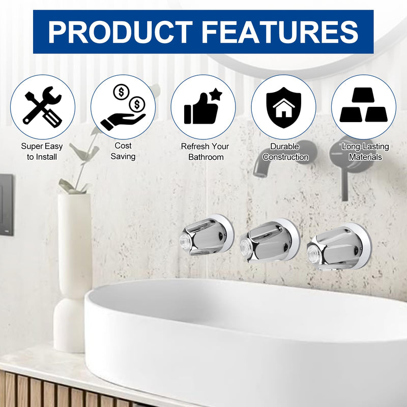 81428 Bathtub and Shower Knobs 3 Piece Replacement Kit for Price Pfister Shower Handle, Compatible with Gerber, Danco Shower Handle Replacement/Restoration