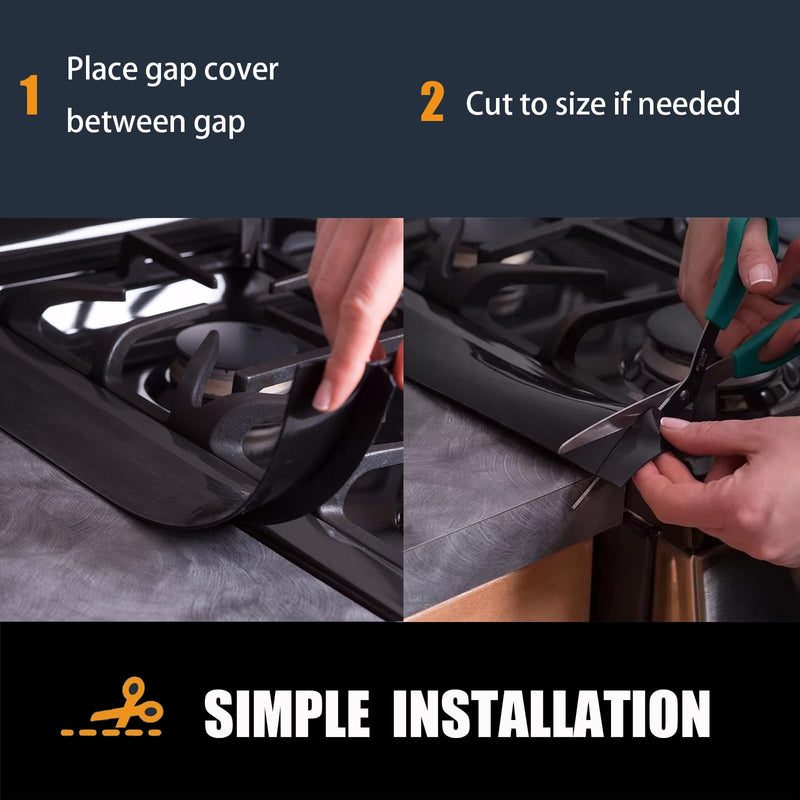 SEVCHY Silicone Stove Gap Covers (2 pack), Stove Guard, Oven Gap Filler, Heat Resistant Stove Gap Filler, Seal Gap between Oven Kitchen Cabinet and Stove Countertop, Easy Clean (21 inch, Black) 21 inch