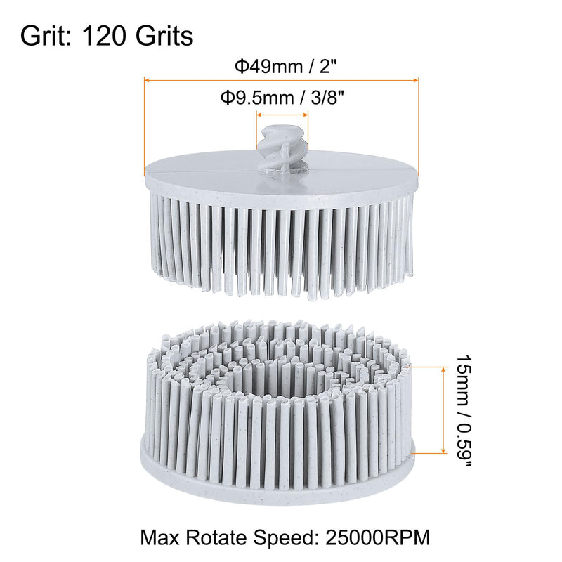 HARFINGTON Bristle Disc 2" 120 Grit R-Type Abrasive Brush Coarse Bristle Disc Deburring Electric Disc Brush Attachment Abrasive Coating Removal Disc for Metal, Gray
