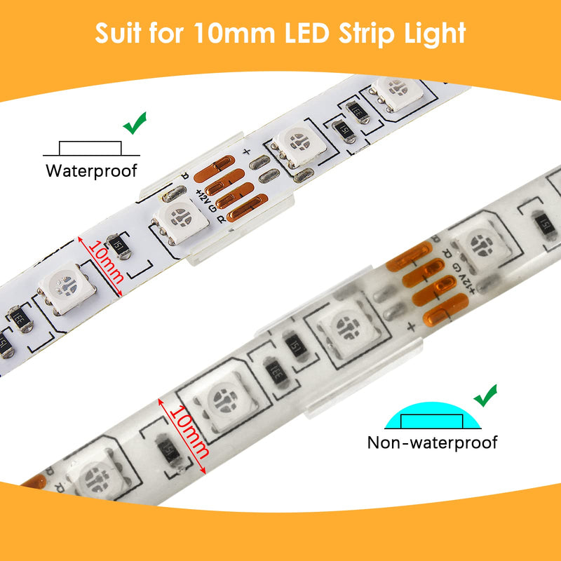 VIPMOON 100pcs Clear LED Strip Light Mounting Clips 10mm Width Holders and 100pcs Compatible Stainless Steel Phillips Screws Mounting Brackets for Waterproof or Non-Waterproof 3528 5050 5630