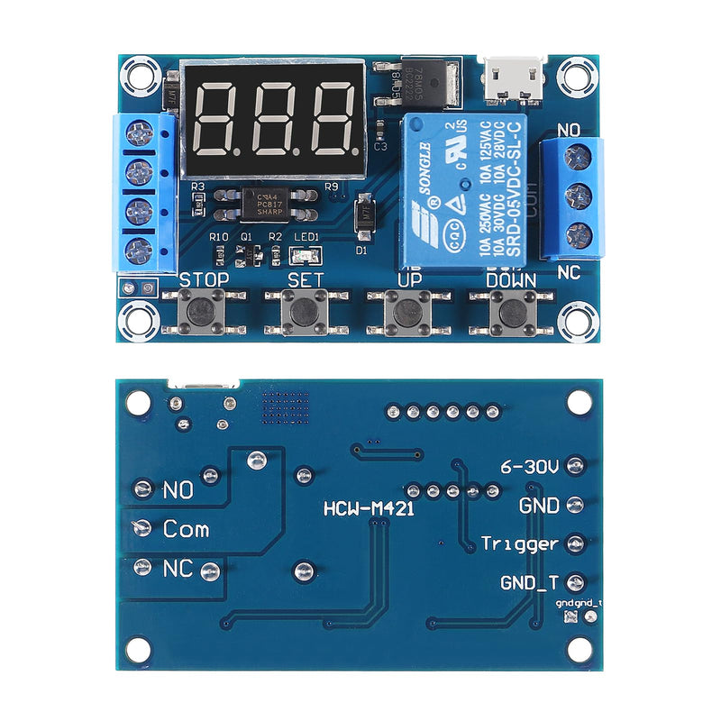 4pcs DC 6-30V Timer Relay Programmable Delay Relay Module Cycle Timer with LCD Display / 5V Micro USB, Smart Home Controller (Micro)