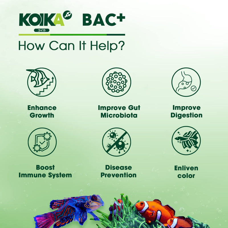 KOIKA BAC+ Aquarium Probiotics Powder, Improves Water Conditions for Fish and Shrimp, Supports Clean Water and Tank Balance, for Aquatic Use Only (BAC+(Powder), 2.82 oz) BAC+(Powder) 105ml