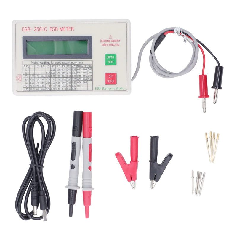Capacitor Tester, High Accuracy Capacitance Meter LCD Display Meter with Smart Shutdown Function, Lightweight Handheld Capacitance Tester
