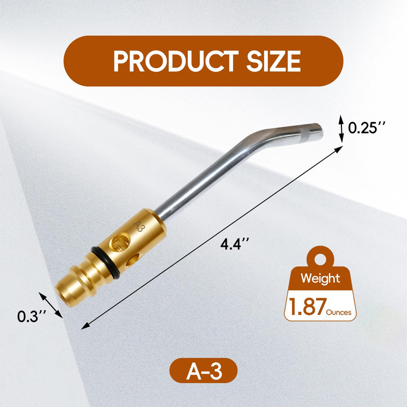 A-3 3/16" Air Acetylene Replacement Tip with Flint Striker for Turbo Torch G-4 /PLF–A5 Handles, Self Lighting Torch Tips, Light/Medium Duty Air Acetylene Swirl Quick Connector Flame Tip A-3